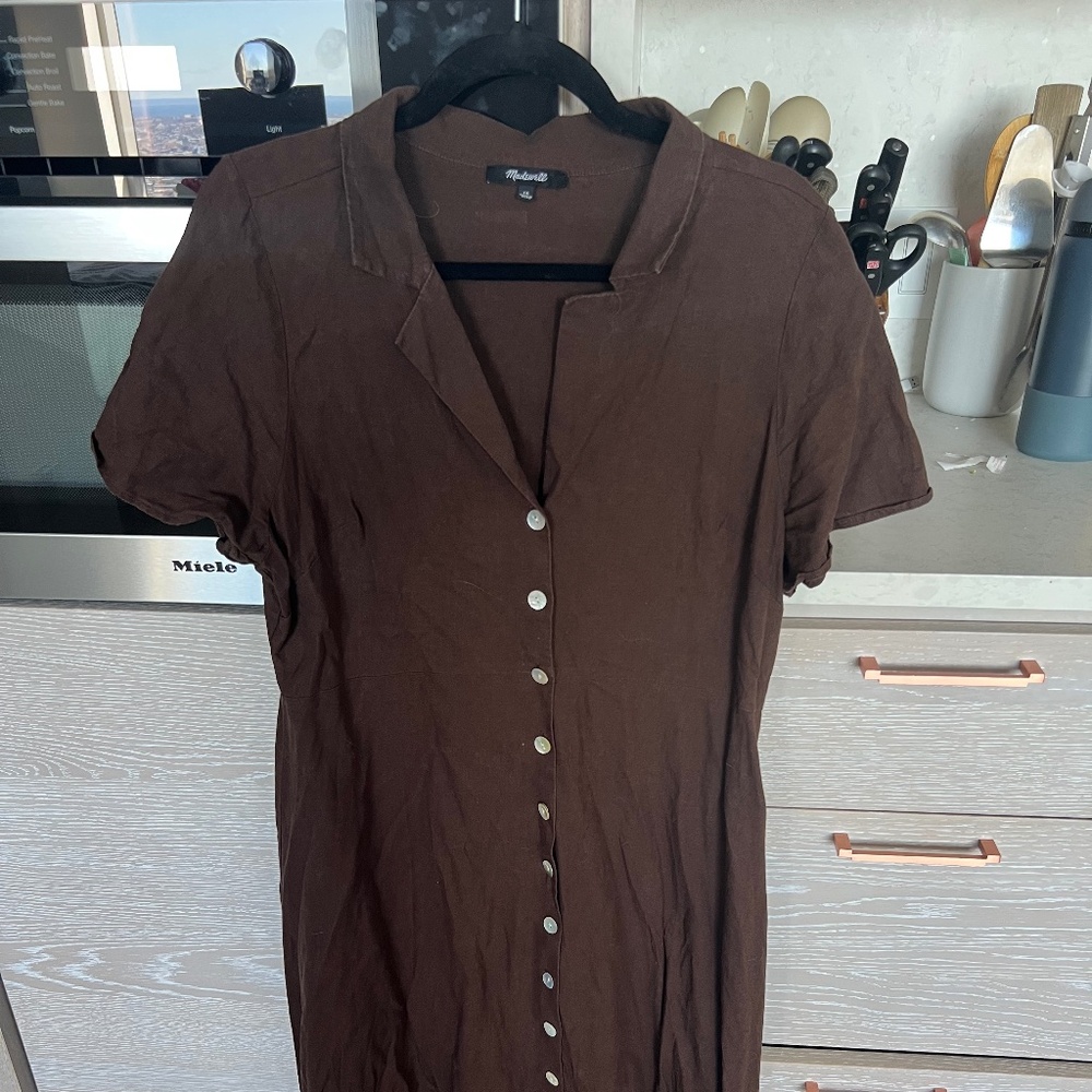 Madewell Kacie midi shirtdress in dark coffee